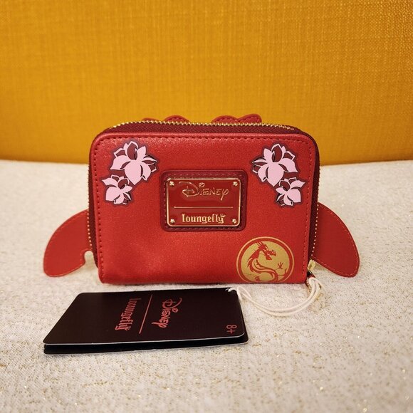 Loungefly Disney Mulan 25th Anniversary Mushu Glitter Zip Around Wallet NEW - Picture 6 of 13